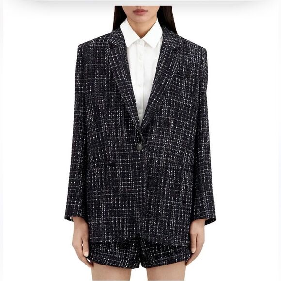 $595 The Kooples Black and white tweed blazer NWT - Picture 1 of 12